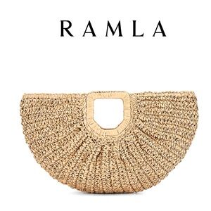 RAMLA Women’s half moon Rafael woven basket weave handbag |
